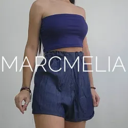 SHORT RAYÓN/CROP TOP AZUL OSCURO