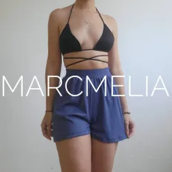 Short azul 01 / top bikini negro