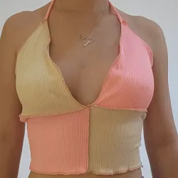 TOP COLLAGE ROSA/BEIGE