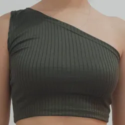 TOP UN HOMBRO VERDE OLIVO