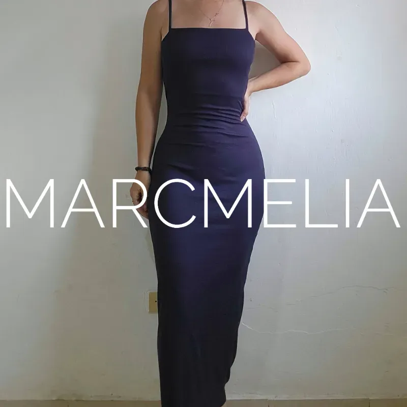 VESTIDO CAMISETA AZUL PRUSIA, VESTIDOS LARGOS MARCMELIA El