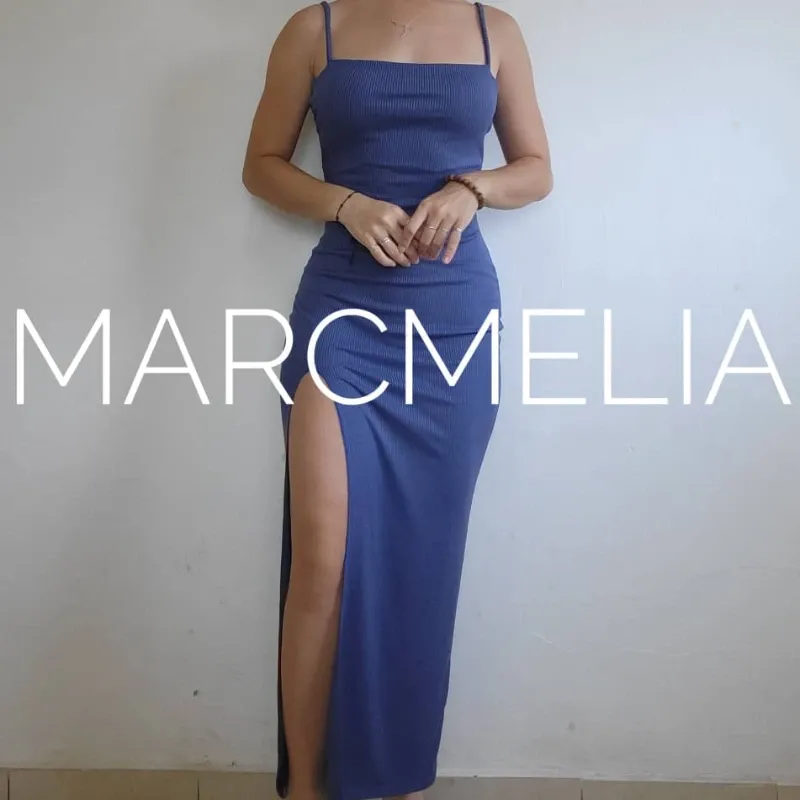 VESTIDO CAMISETA C/ABERT AZUL