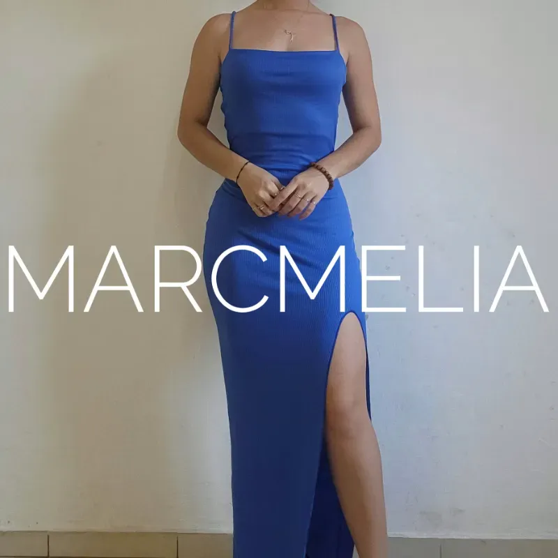 VESTIDO CAMISETA C/ABERTURA AZUL 02