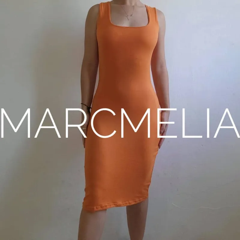 VESTIDO CAMISETA E.C MEDIA PIERNA NARANJA