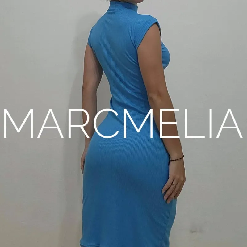 VESTIDO CHINI A ½ PIERNA AZUL