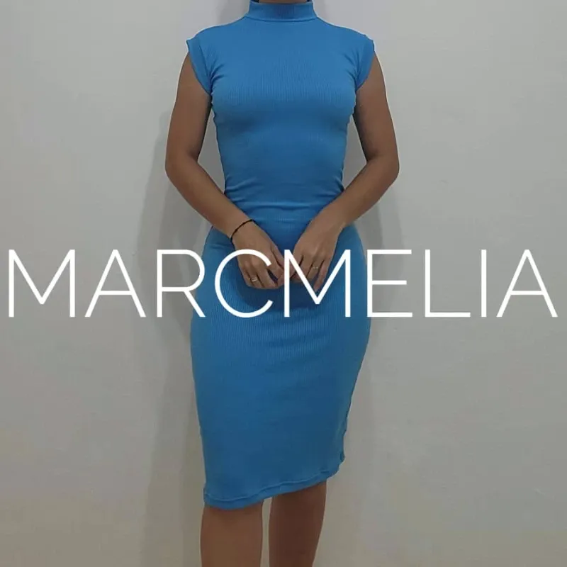 VESTIDO CHINI A ½ PIERNA AZUL