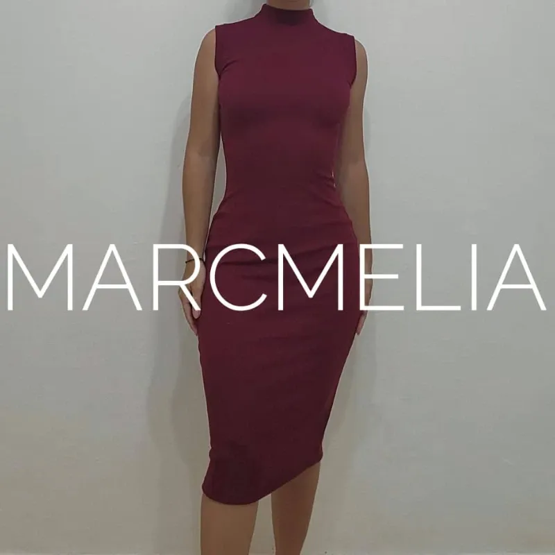 VESTIDO CHINI A ½ PIERNA ROJO VINO