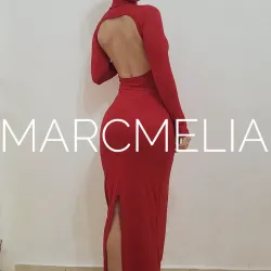 VESTIDO EVE C/ABERT TRASERA ROJO