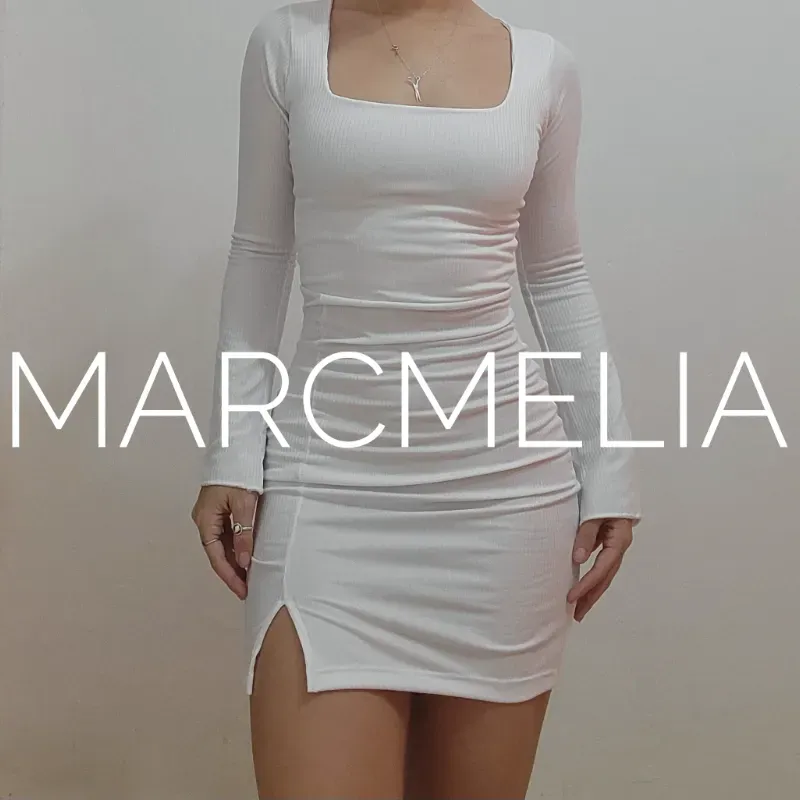 VESTIDO MINI ESCOTE CUADRADO  BLANCO