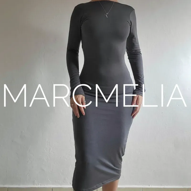 VESTIDO NIGHT A MEDIA PIERNA GRIS