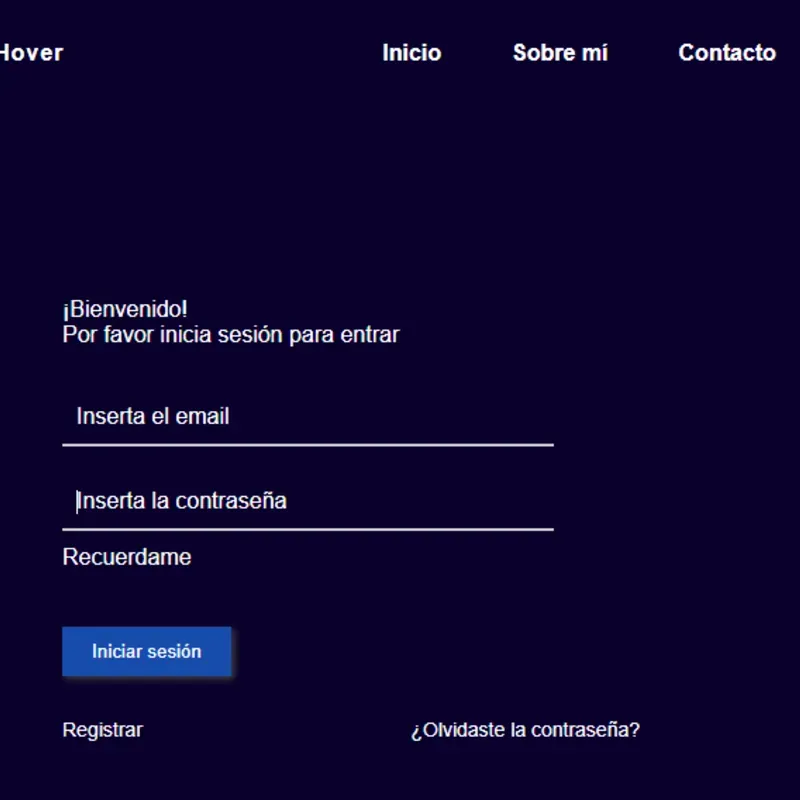 Hover - Formulario
