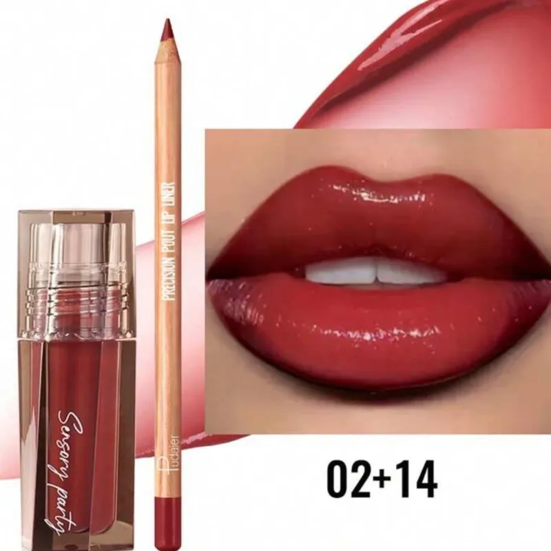 Perfilador de labios y brillo rojo 021