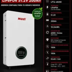 Batería Must 10 KWH 110 y 220 v