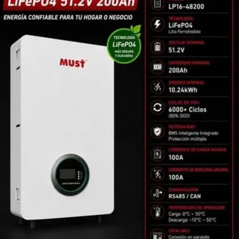 Batería Must 10 KWH 110 y 220 v