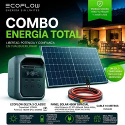 ☀️🔋 COMBO ECOFLOW — ENERGÍA TOTAL PARA TU HOGAR 🔋☀️ ⚡ ECOFLOW DELTA 3 CLASSIC + PANEL SOLAR BIFACIAL MESSI SOLAR 450W + CABLE SOLAR DE 10 METROS