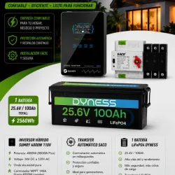 *Combo *Inversor SUMRY 4000W* 💡 *110V*🔌 🔋*Batería 25.6V(LifePO4)*🔋 *Transfer SACO*🔄