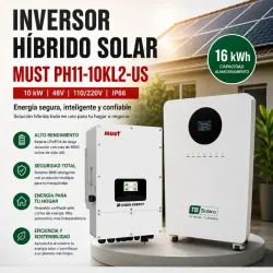COMBO SISTEMA SOLAR HÍBRIDO MUST 10 KW + BATERÍA TB SOLARO 16 KWH
