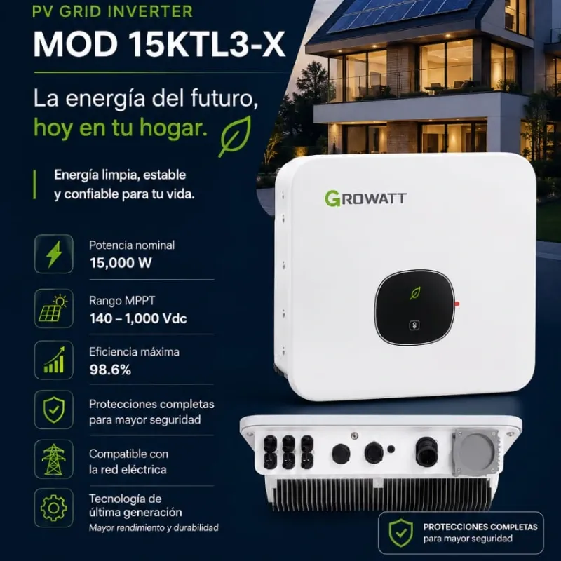 ⚡ INVERSOR SOLAR GROWATT TRIFÁSICO 15 kW