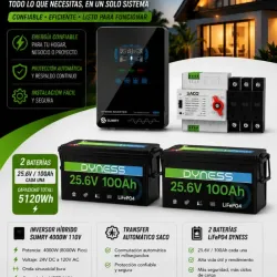 Inversor SUMRY 4000W*💡 *110V*🔌 🔋*2x bat de 25.6V 100 Ah*🔋 *Transfer SACO*🔄