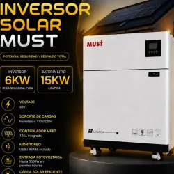 KIT DE INVERSOR SOLAR MUST 6KW CON BATERÍA DE 15KW (TODO EN 1)