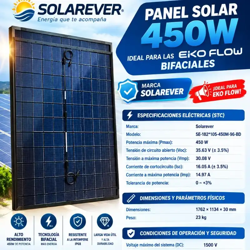 ☀️PANEL SOLAR BIFACIAL 450W SOLAREVER ☀️
