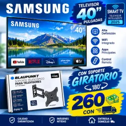 TELEVISOR SAMSUNG 40" SMART TV + SOPORTE GIRATORIO BLAUPUNKT