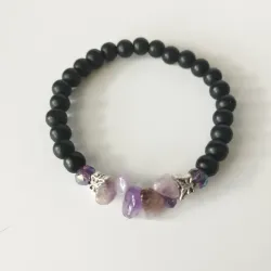 Pulsera de Amatista y Ónix opaco