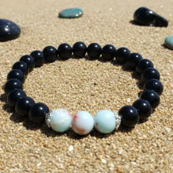 Pulsera de jaspe imperial de sedimento oceánico y ónix