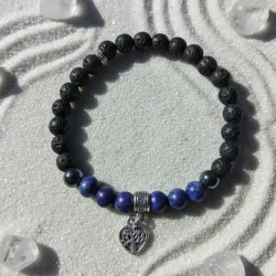 Pulsera de lapislázuli y roca volcánica