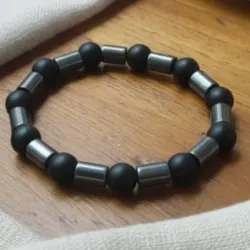 Pulsera de Ónix Opaco con Hematita magnética