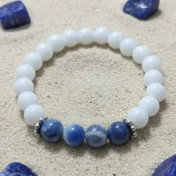 Pulsera de Sodalita y Ónix blanco 