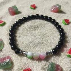 Pulsera de Turmalina Sandía y Ónix Negro