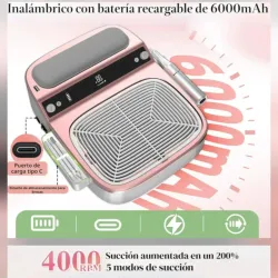{2 EN 1} COLECTOR DE POLVO DE UÑAS Y MÁQUINA ELÉCTRICA INALÁMBRICA (5 MODOS DE SUCCIÓN)