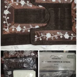 JUEGO DE ALFOMBRAS PARA BAÑOS (18 PIEZAS) VARIOS COLORES A ESCOGER 