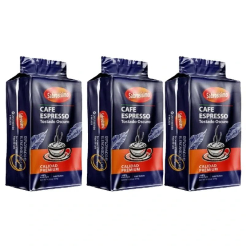 3 PAQUETES DE CAFÉ ESPRESSO PREMIUM (250g) 