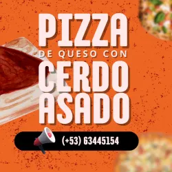 Pizza de queso con cerdo asado