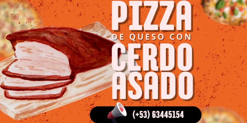 Pizza de queso con cerdo asado