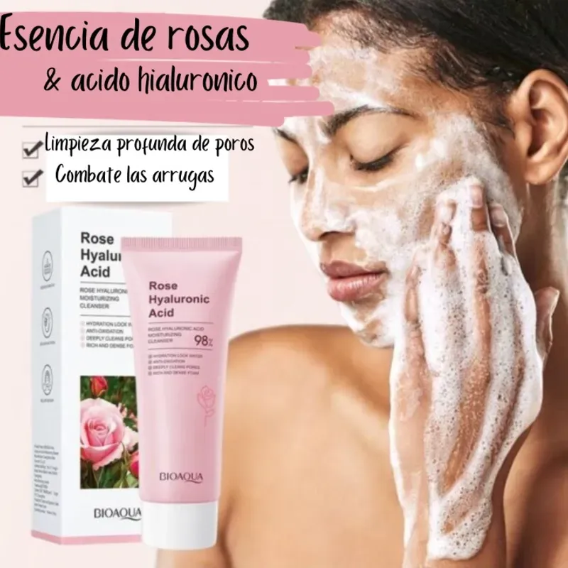 Limpiador facial de rosas + ácido hialurónico 