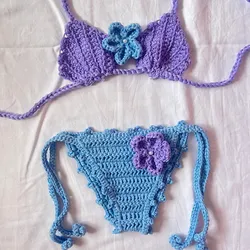 Bikini Ariel con flores hawaianas para niña 