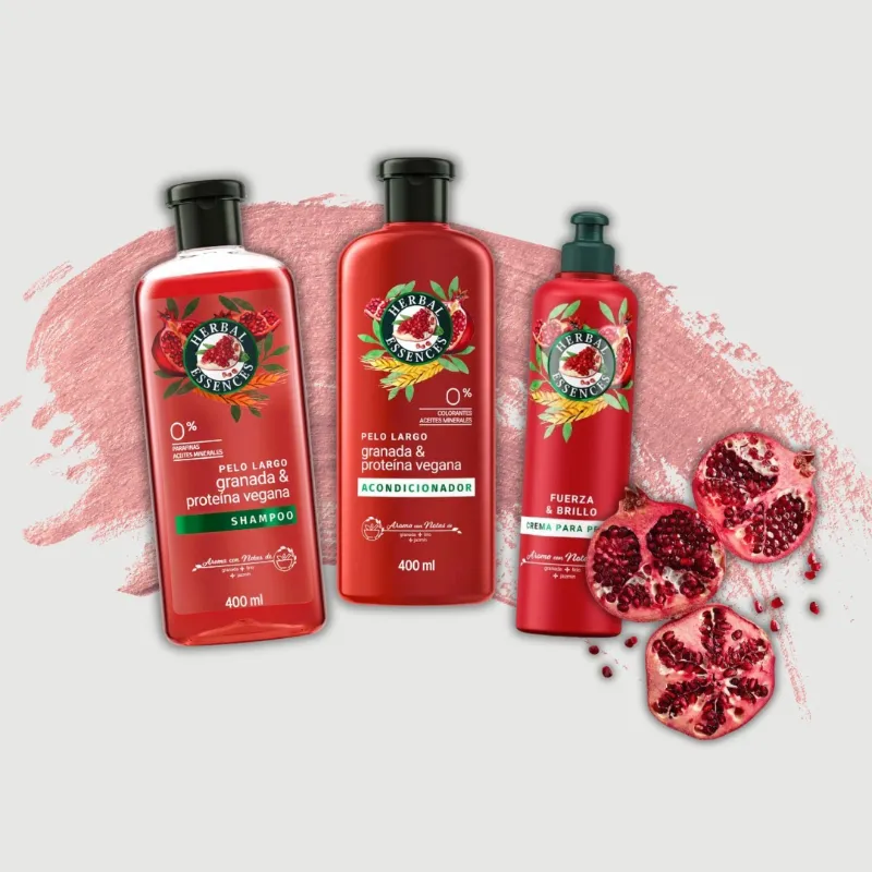 Juego de productos Herbal Essences ¨Granada & Proteína Vegana¨