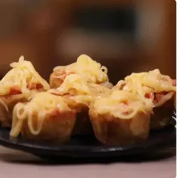 Chatinos rellenos con camaron gouda