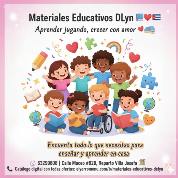Somos un proyecto educativo con propósito 💡que acompaña a la familia y a los docentes en el hermoso reto de educar. 👨👩👧👦📘
📚 ¿Qué hacemos?
Te ofrecemos:
1. Cuadernos, Fichas y materiales diseñados por etapas del desarrollo.📒
2. Juegos educativos y útiles escolares🧩.
3. Y lo más valioso: Apoyo diario con contenido educativo para padres y docentes.✏️
💛 ¿Cuál es nuestro propósito?
🎯 En DLyn creemos en una educación divertida, práctica y llena de amor ❤️📚
Apoyamos a familias y docentes con materiales que inspiran ✏️🎨🎲
y acompañamos cada etapa del aprendizaje con intención 💡🚀
✨ Impulsando mentes creativas 👧🧠👦
🤝 Pensamos en ti todos los días
Creamos contenido para apoyarte en cada etapa. Este grupo es más que una tienda: es una comunidad educativa. 📲💬👨🏫
🌟 Gracias por estar aquí.
En DLyn ❤️📚🇨🇺 creemos que la educación comienza en casa🏠 y queremos acompañarte en cada paso 👣del camino🛣️.
📖 Promovemos una educación accesible, práctica y llena de amor 👩🏫💛