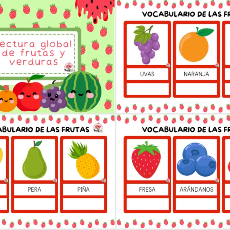 📘 Lectura Global de Frutas y Verduras🍉🍇🍍🍎🫑🥕🥬