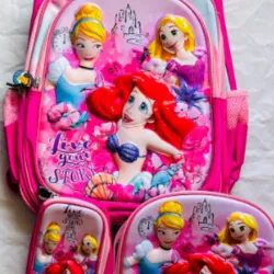 🎒✨ Set Mochila + Lonchera + Cartuchera + Llavero con Luces Princesas💡💖