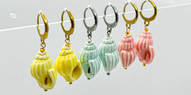 Aretes de caracoles de cerámica