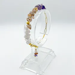 Pulsera de cadena de acero inoxidable y piedras semipreciosas 