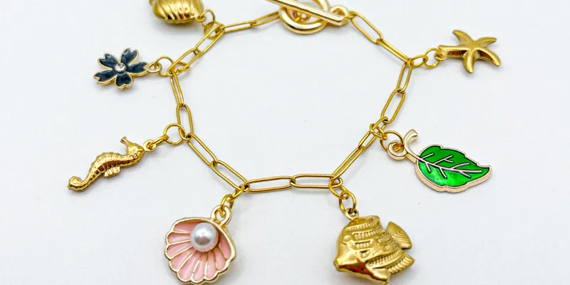 Pulsera de cadena y dijes de acero inoxidable