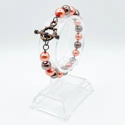 Pulsera de perlas de cristal con cierre T