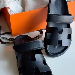Sandalias Hermès Negras Lisas