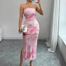 Vestido sin tirantes Marmoleado